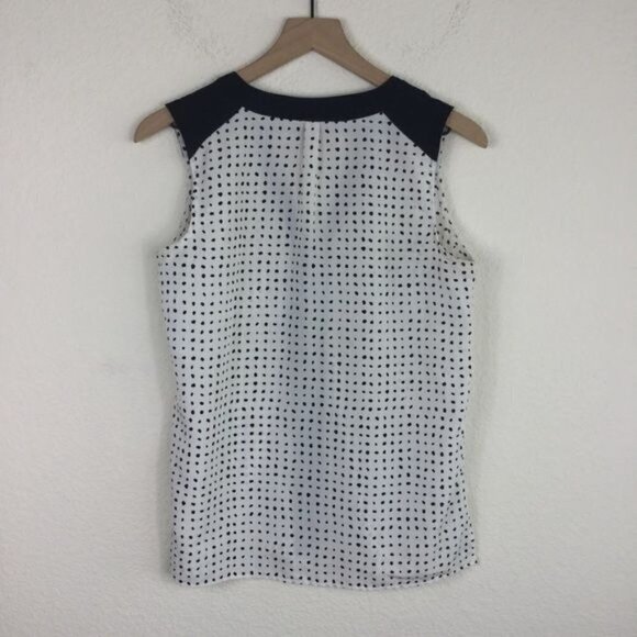 Vince Camuto White Black Polka Dot Sleeveless Blouse S - Picture 5 of 5